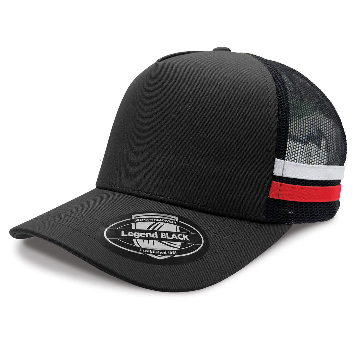 A-Frame Striped Trucker Cap - 5 Caps + FREE LOGO Included