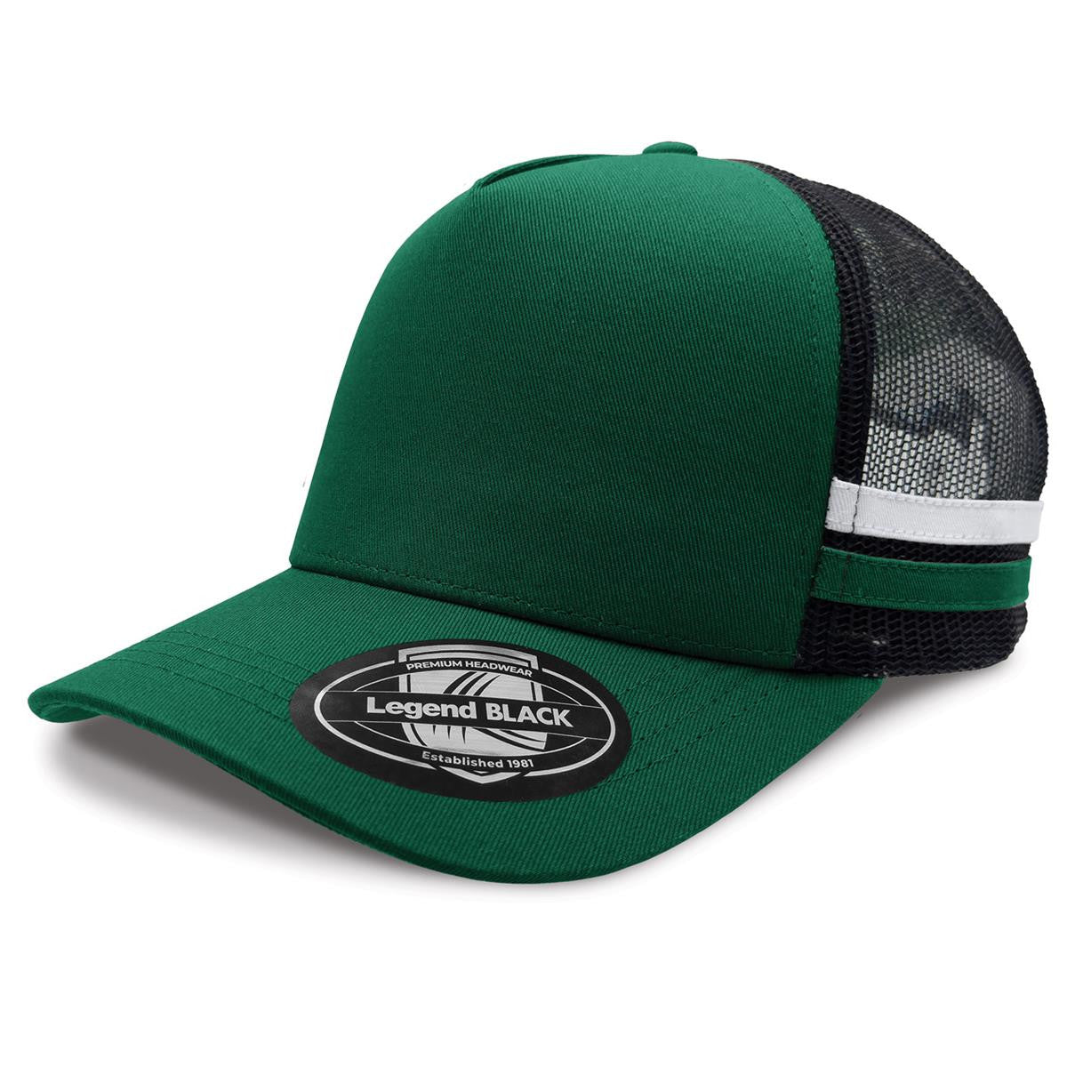 A-Frame Striped Trucker Cap - 5 Caps + FREE LOGO Included