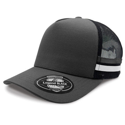 A-Frame Striped Trucker Cap - 5 Caps + FREE LOGO Included