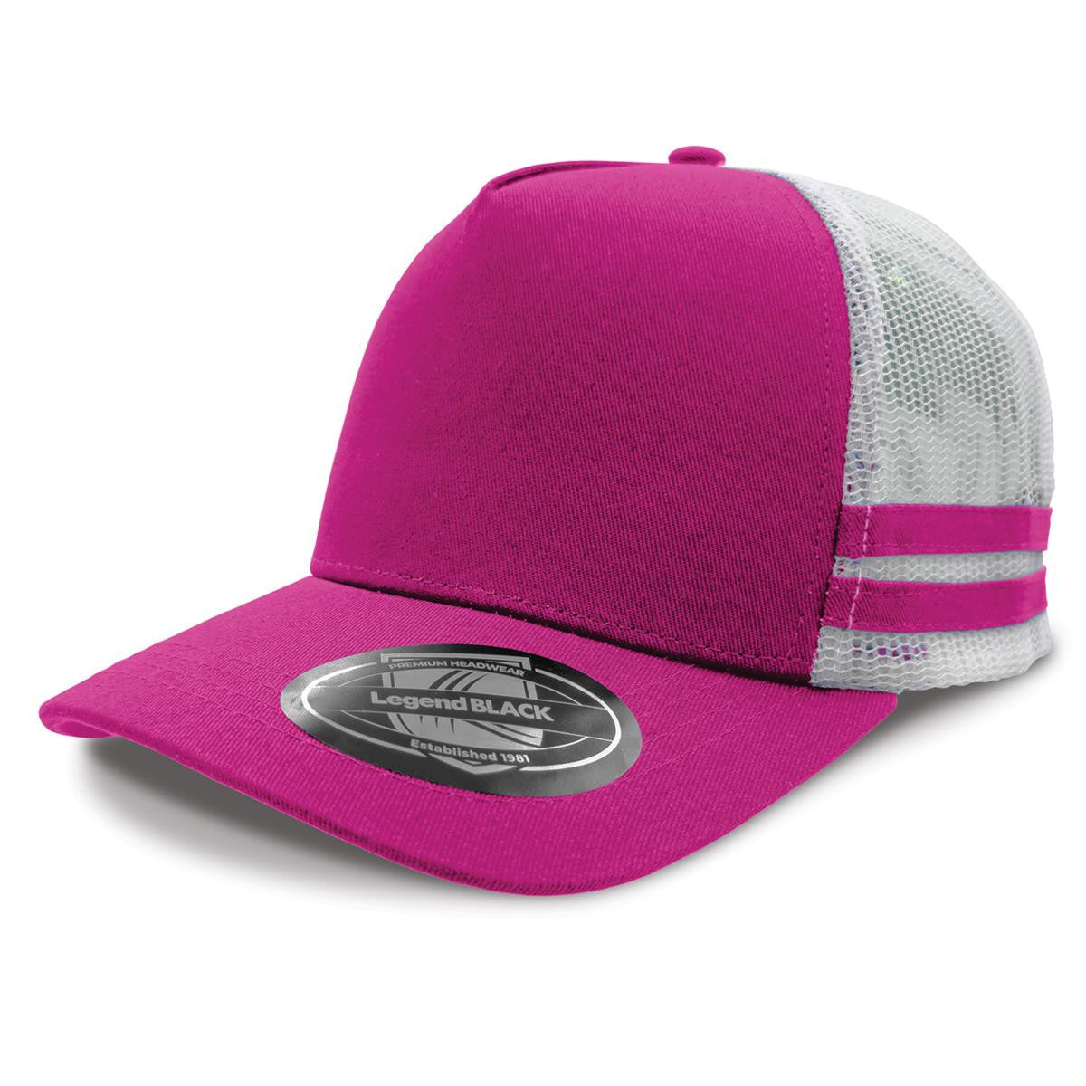 A-Frame Striped Trucker Cap - 5 Caps + FREE LOGO Included