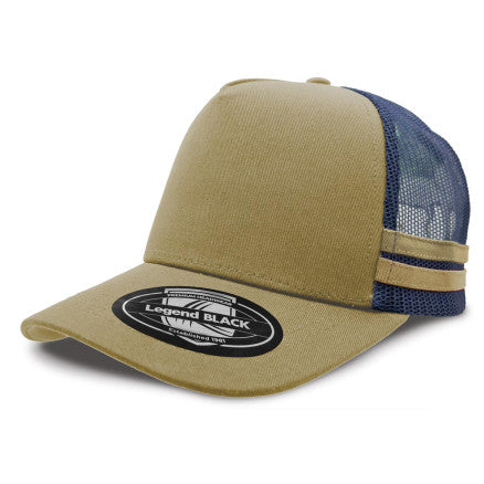 A-Frame Striped Trucker Cap - 5 Caps + FREE LOGO Included