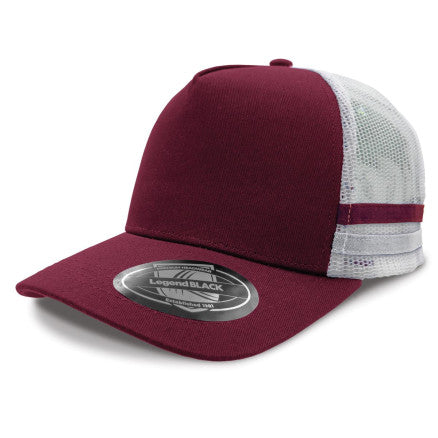 A-Frame Striped Trucker Cap - 5 Caps + FREE LOGO Included