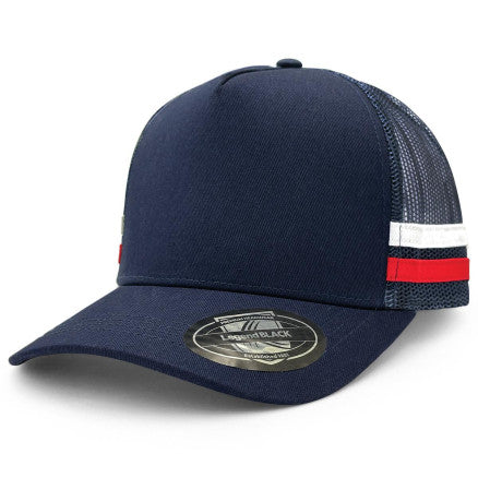 A-Frame Striped Trucker Cap - 5 Caps + FREE LOGO Included