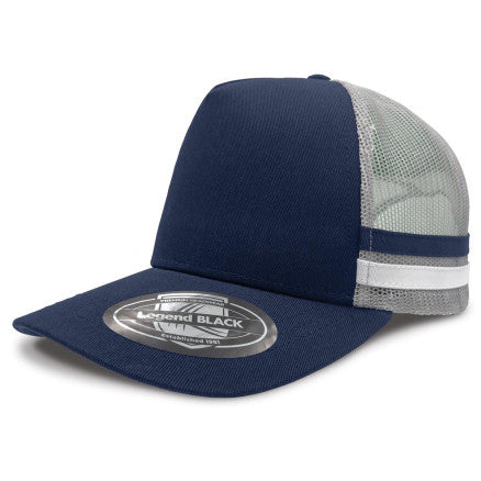 A-Frame Striped Trucker Cap - 5 Caps + FREE LOGO Included