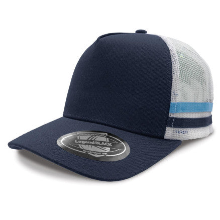 A-Frame Striped Trucker Cap - 5 Caps + FREE LOGO Included