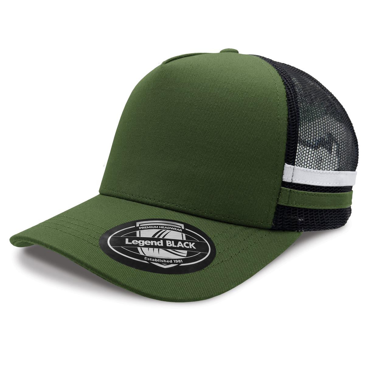 A-Frame Striped Trucker Cap - 5 Caps + FREE LOGO Included