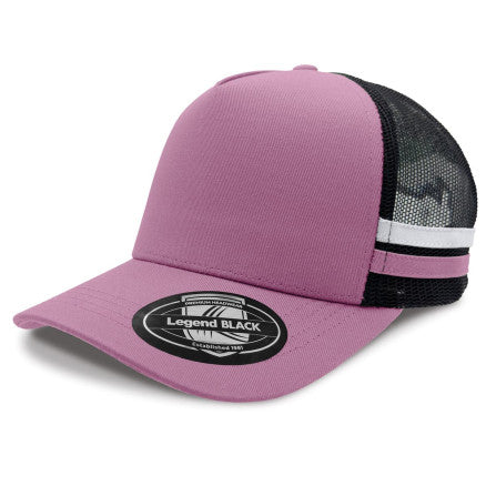 A-Frame Striped Trucker Cap - 5 Caps + FREE LOGO Included