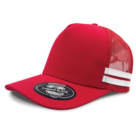 A-Frame Striped Trucker Cap - 5 Caps + FREE LOGO Included