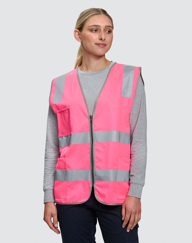 SW04 Unisex Hi-Vis Safety Vest with ID & Utility Pockets - PINK