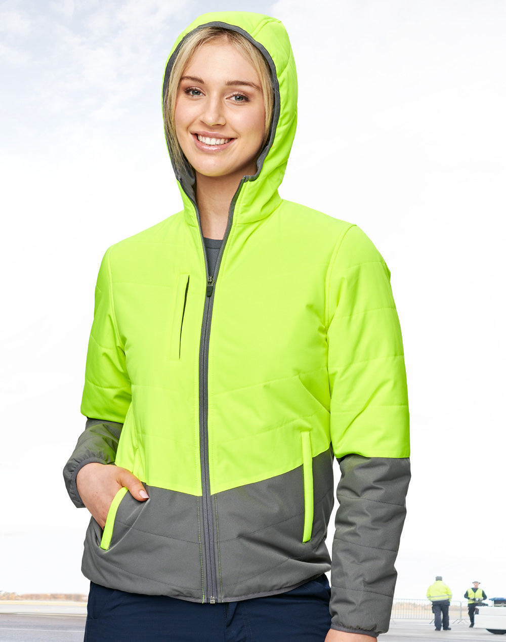 SSW80 HI VIS HOODED PUFFER JACKET - UNISEX