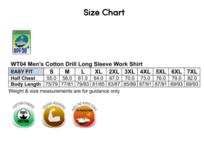 WT04 Cotton Drill Long Sleeve Work Shirt
