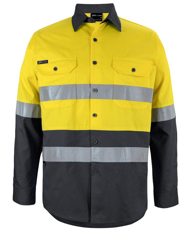 JB's Hi Vis L/S (D+N) 150G Work Shirt - 6DNWL - FREE PRINTING
