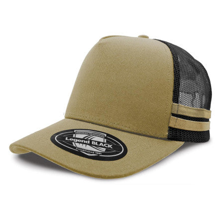 A-Frame Striped Trucker Cap - 5 Caps + FREE LOGO Included
