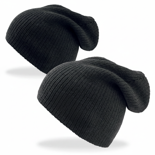 Slouch Knit Beanie - 2 Colours + FREE Embroidery