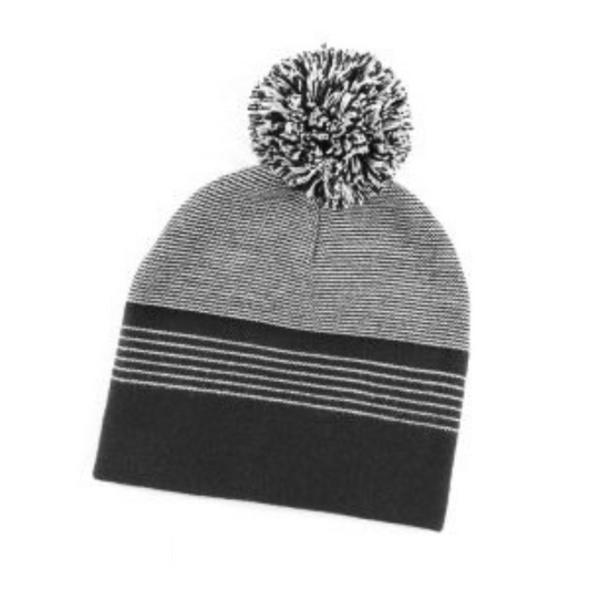 Beanie Guys Contrast Knit Pom Pom Beanie - Black/White or Navy/White