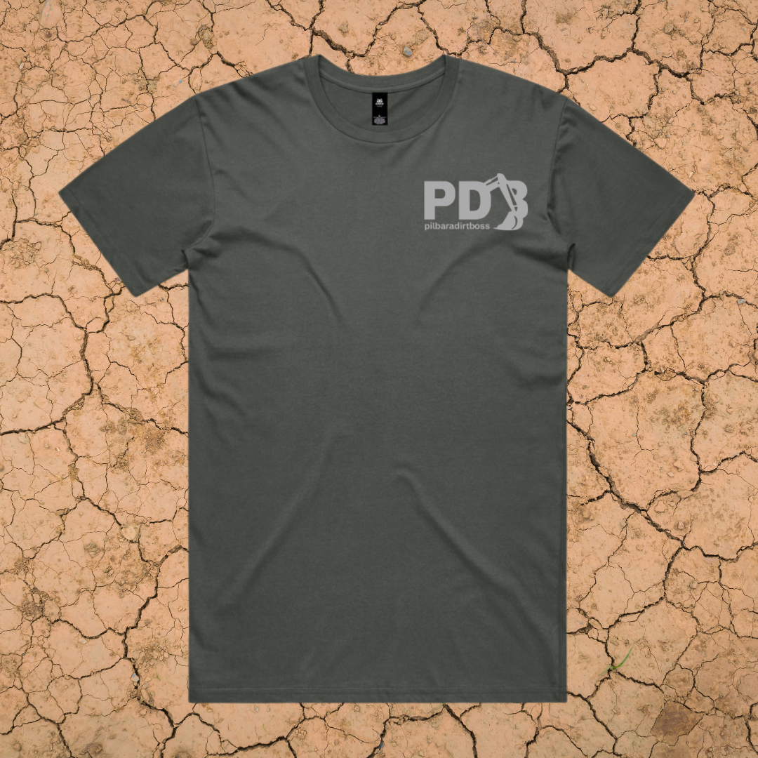 PILBARA DIRT BOSS - PREMIUM COTTON TEE - POCKET LOGO - CHARCOAL