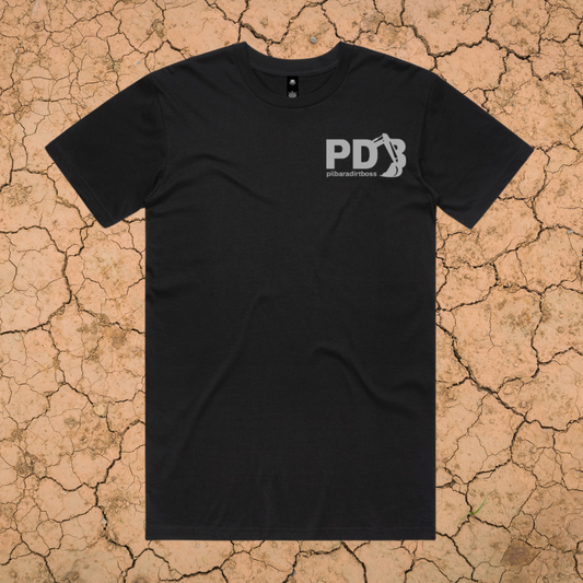 PILBARA DIRT BOSS - PREMIUM COTTON TEE - POCKET LOGO - BLACK