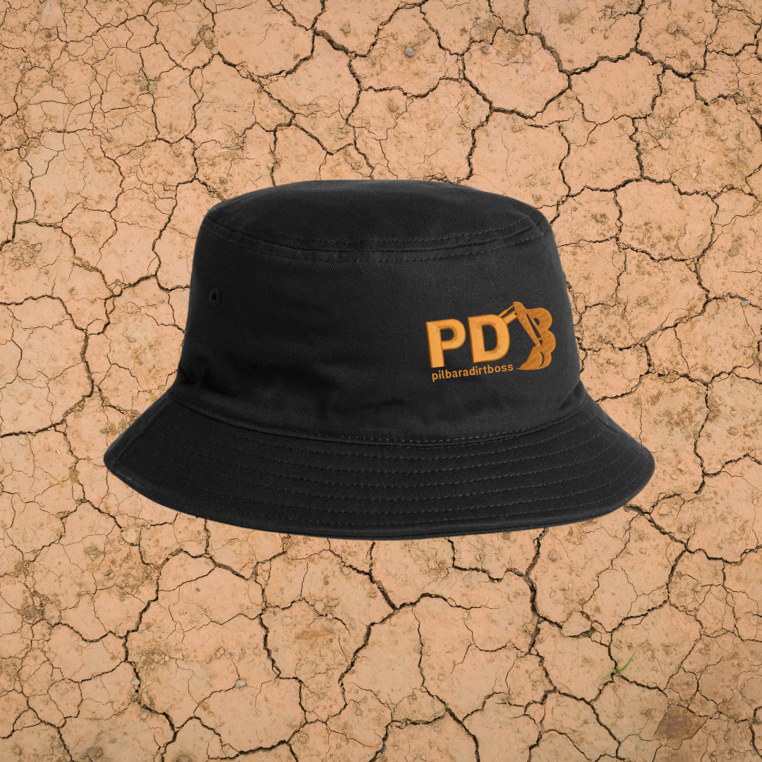 PILBARA DIRT BOSS - COTTON BUCKET HAT - BLACK