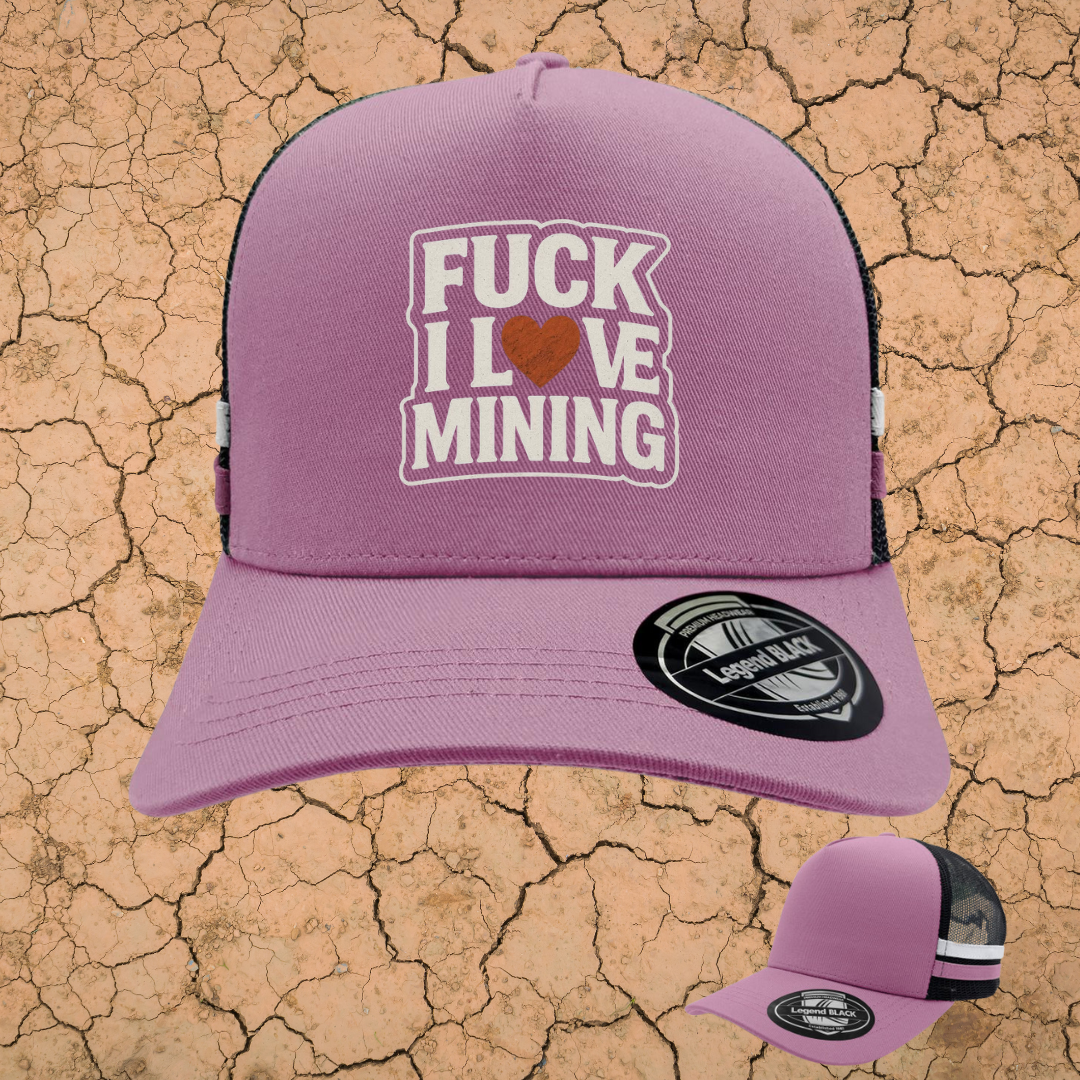 PILBARA DIRT BOSS - MINING STRIPED TRUCKER CAP - BLACK/WHT/RED