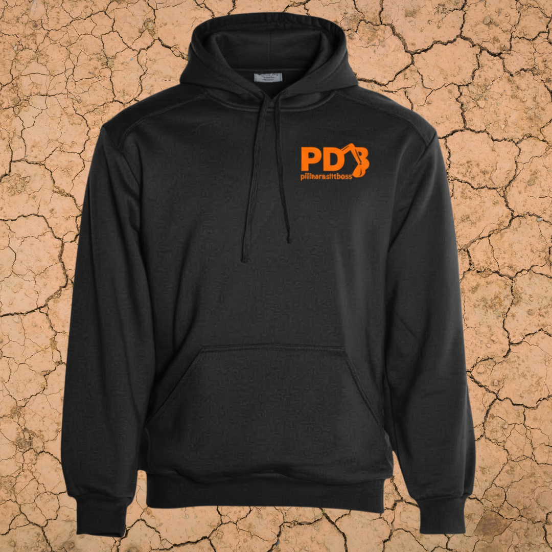 PILBARA DIRT BOSS UNISEX HOODIE - BLACK/ORANGE