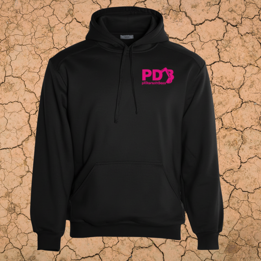 PILBARA DIRT BOSS UNISEX HOODIE - BLACK/PINK