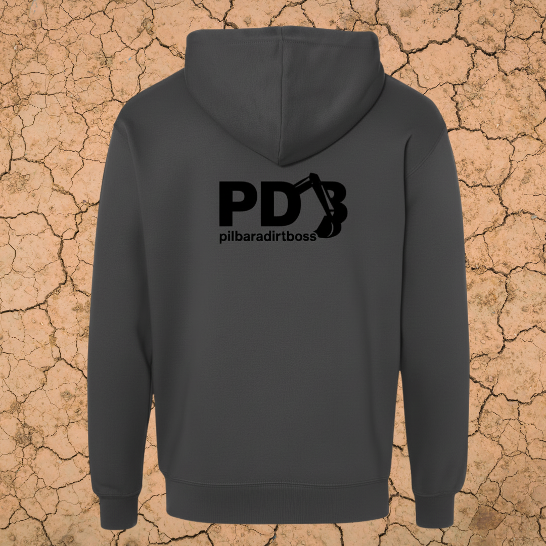 PILBARA DIRT BOSS UNISEX HOODIE CHARCOAL/BLACK