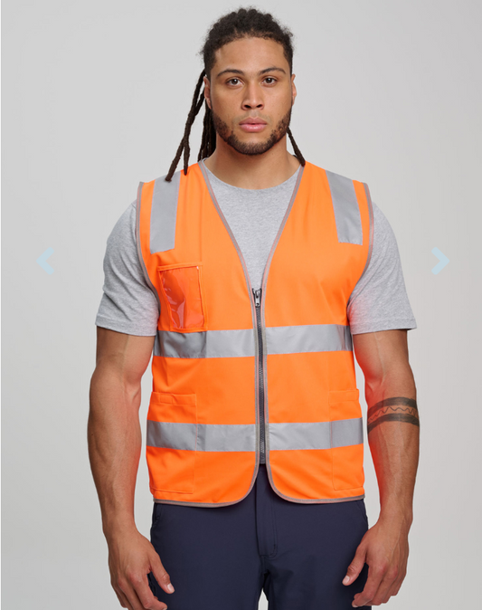 SW04 Unisex Hi-Vis Safety Vest with ID & Utility Pockets - Orange