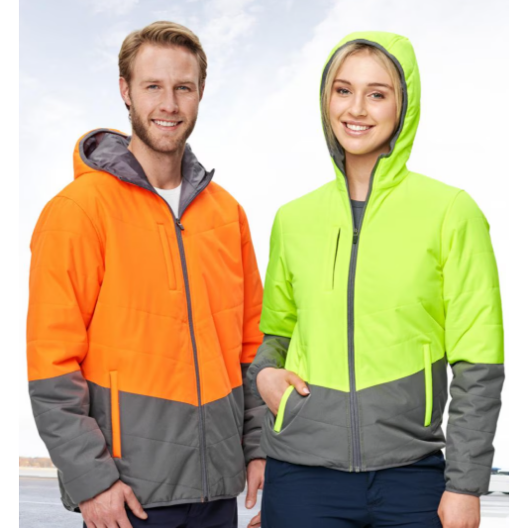 SSW80 HI VIS HOODED PUFFER JACKET - UNISEX