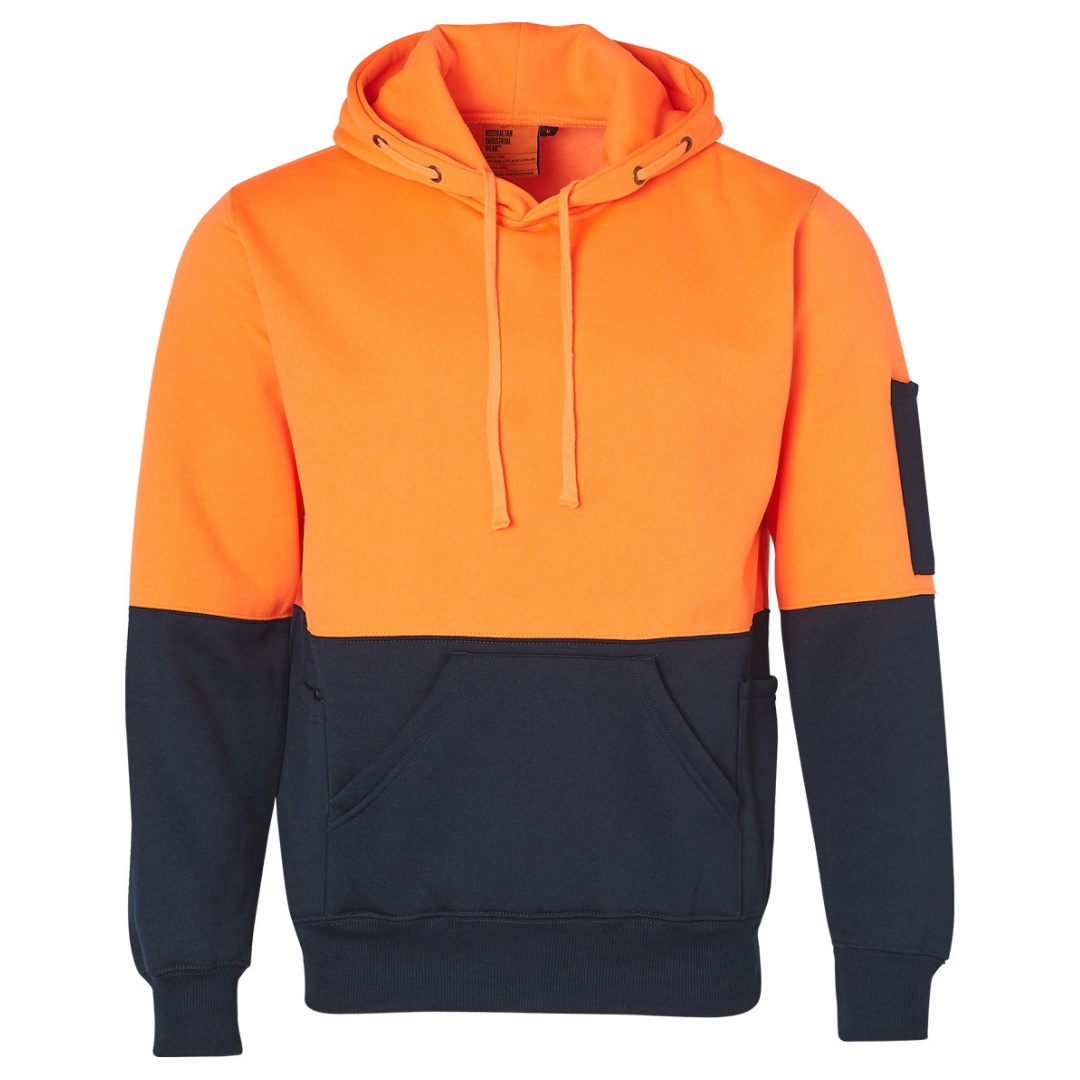 SSW38 HI-VIS TWO TONE FLEECY HOODIE UNISEX - ORANGE