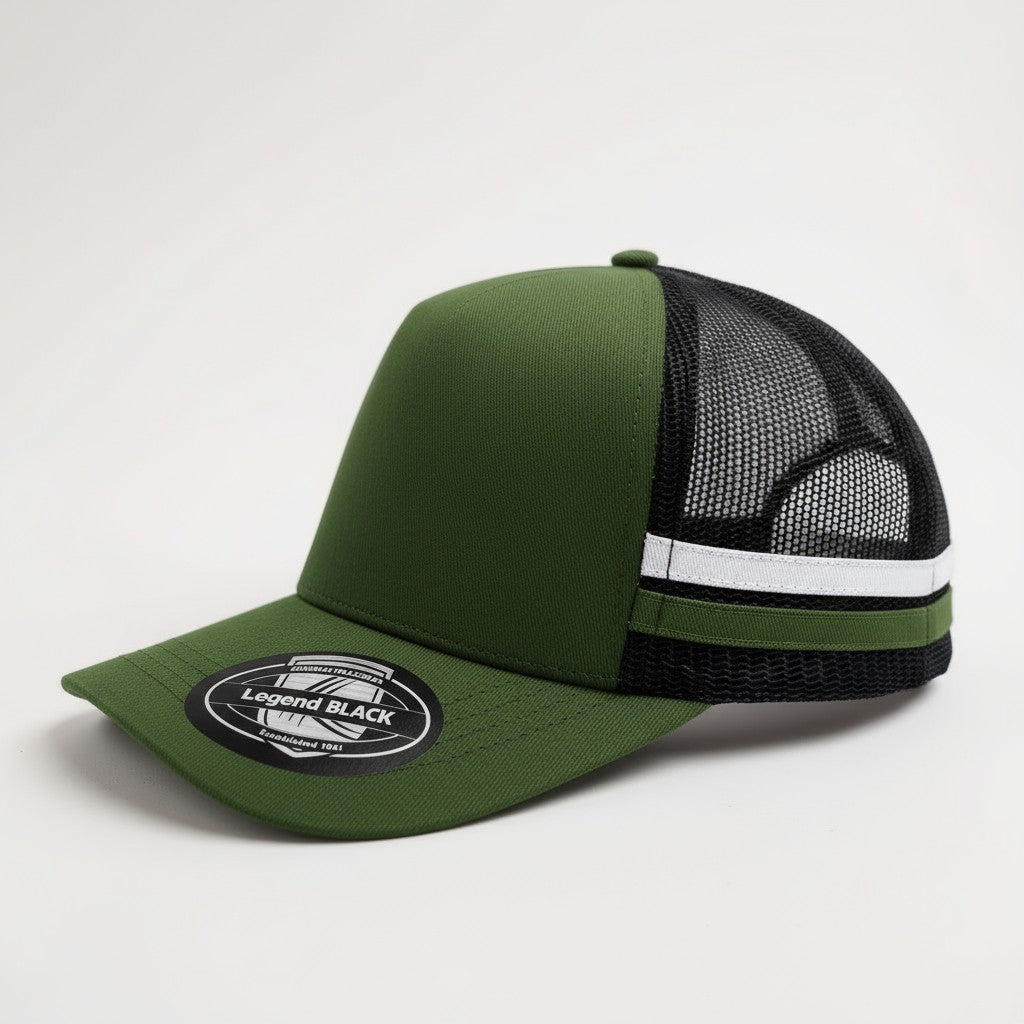 SCULPT GYM - A-Frame Striped Trucker Cap - EMBROIDERED LOGO x20